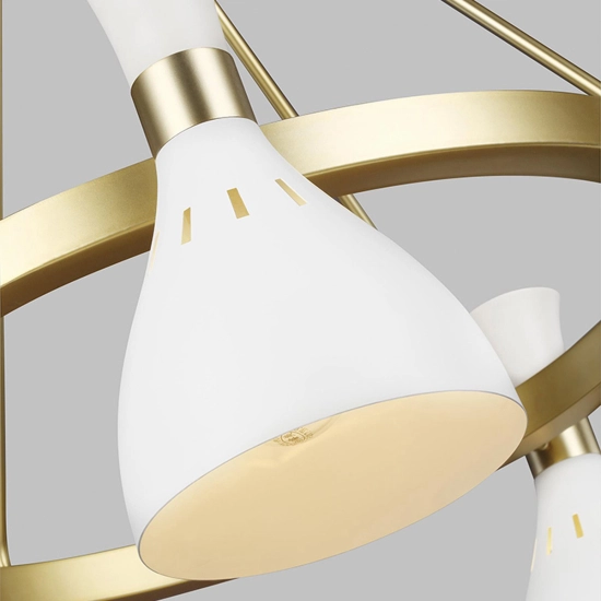 Żyrandol Joan – 5 źródeł światła – Matowa biel / Oksydowany mosiądz FE-JOAN5-MW Elstead Lighting