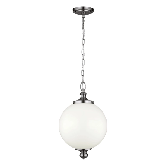 kinkiecik.pl Duża lampa wisząca Parkman 1 źródło światła – Polerowany nikiel FE-PARKMAN-PL-PN Elstead Lighting