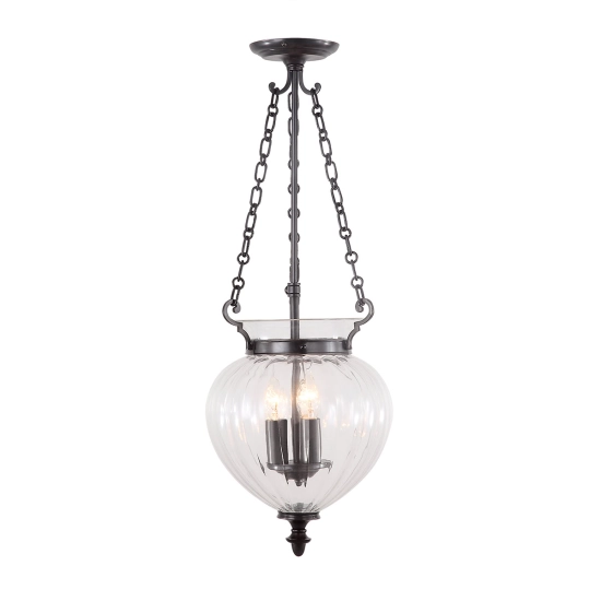 Średnia lampa wisząca Finsbury Park – 3 źródła światła – Stary brąz FP-P-M-OLD-BRZ Elstead Lighting