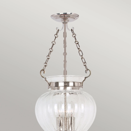 Średnia lampa wisząca Finsbury Park – 3 źródła światła – Polerowany nikiel FP-P-M-POL-NCKL Elstead Lighting