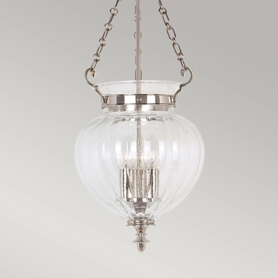 Średnia lampa wisząca Finsbury Park – 3 źródła światła – Polerowany nikiel FP-P-M-POL-NCKL Elstead Lighting