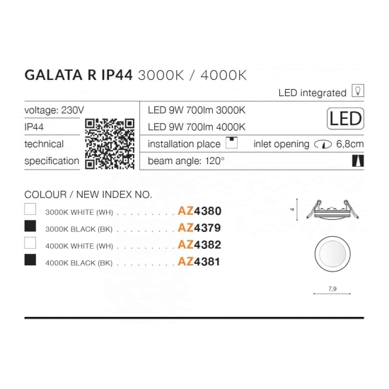 Galata R 3000K (white) AZ4380 IP44 AZZARDO