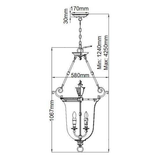 Duża lampa wisząca Cambridge – 3 źródła świtała HK-CAMBRIDGE-P-L Elstead Lighting