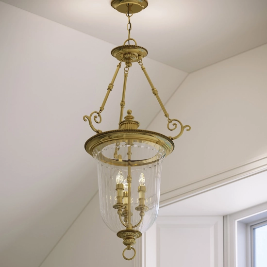 Duża lampa wisząca Cambridge – 3 źródła świtała HK-CAMBRIDGE-P-L Elstead Lighting