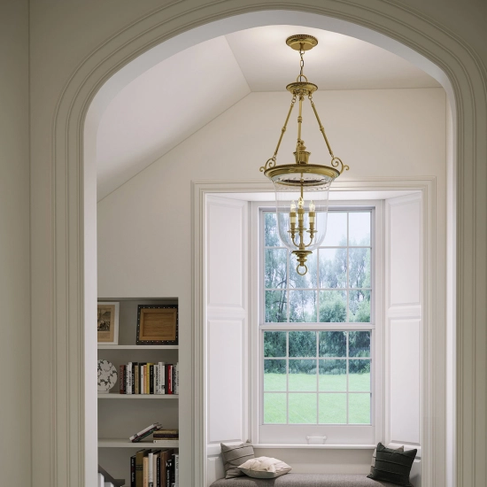 Duża lampa wisząca Cambridge – 3 źródła świtała HK-CAMBRIDGE-P-L Elstead Lighting