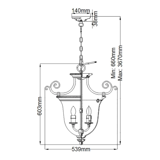 Mała lampa wisząca Cambridge – 3 źródła światła HK-CAMBRIDGE-P-S Elstead Lighting