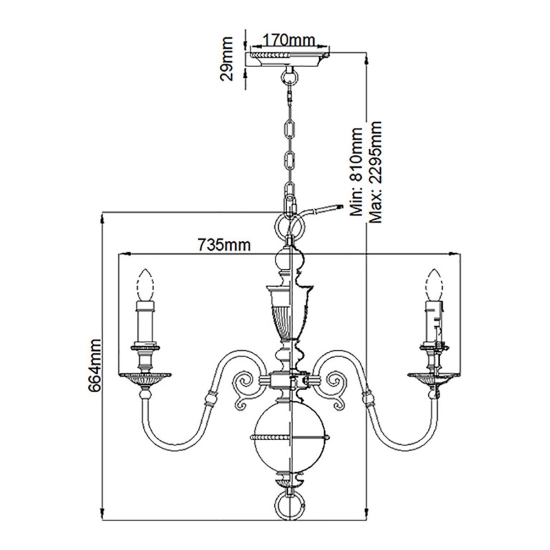 Żyrandol Cambridge – 6 źródeł światła HK-CAMBRIDGE6 Elstead Lighting