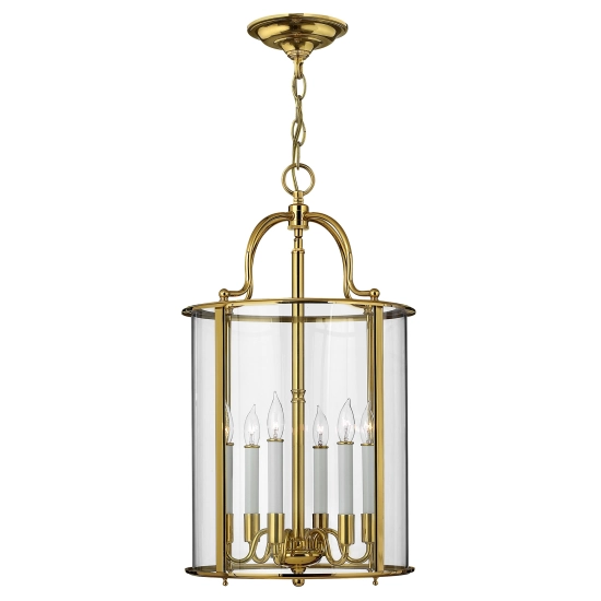 kinkiecik.pl Duża lampa wisząca Gentry – 6 źródeł światła – Polerowany mosiądz HK-GENTRY-P-L-PB Elstead Lighting