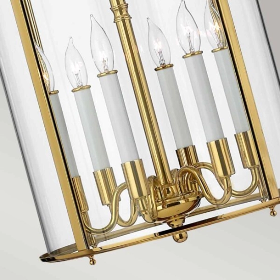 Duża lampa wisząca Gentry – 6 źródeł światła – Polerowany mosiądz HK-GENTRY-P-L-PB Elstead Lighting