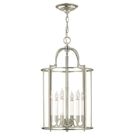 kinkiecik.pl Duża lampa wisząca Gentry – 6 źródeł światła – Polerowany nikiel HK-GENTRY-P-L-PN Elstead Lighting