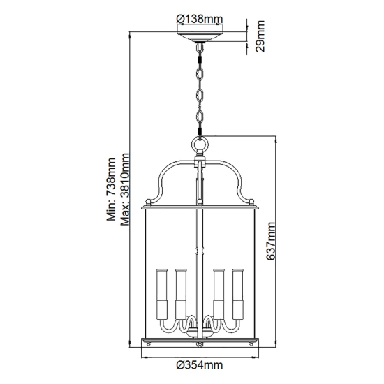 Duża lampa wisząca Gentry – 6 źródeł światła – Polerowany nikiel HK-GENTRY-P-L-PN Elstead Lighting