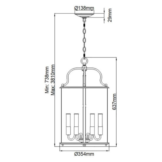 Duża lampa wisząca Gentry – 6 źródeł światła – Pewter HK-GENTRY-P-L-PW Elstead Lighting
