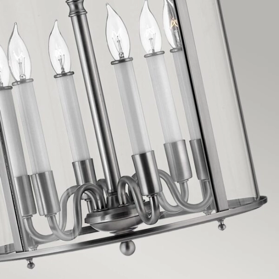 Duża lampa wisząca Gentry – 6 źródeł światła – Pewter HK-GENTRY-P-L-PW Elstead Lighting