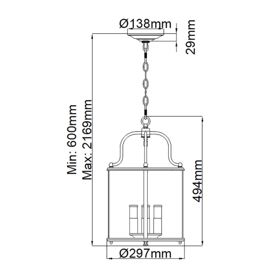 Lampa wisząca Gentry – 4 źródła światła – Polerowany nikiel HK-GENTRY-P-M-PN Elstead Lighting