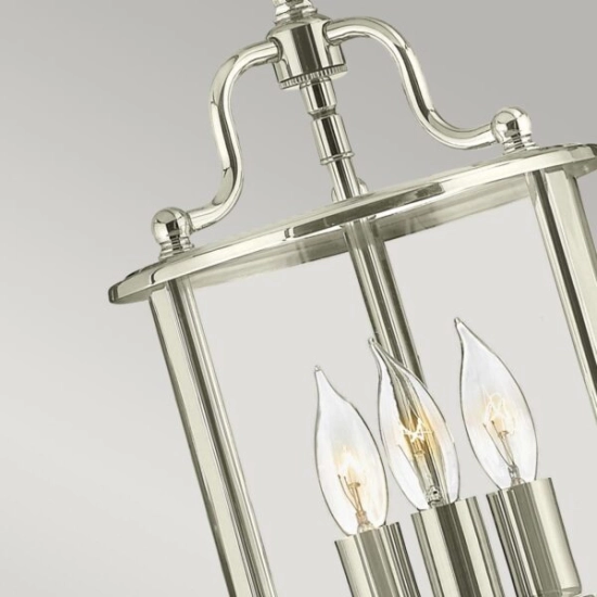 Mała lampa wisząca Gentry – 3 źródła światła – Polerowany nikiel HK-GENTRY-P-S-PN Elstead Lighting