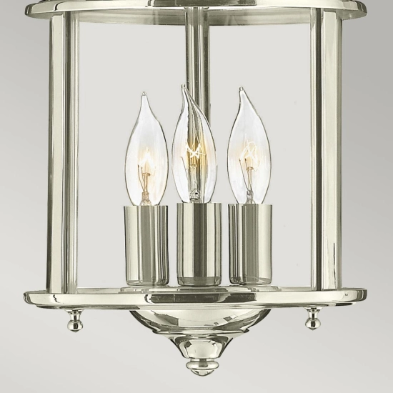 Mała lampa wisząca Gentry – 3 źródła światła – Polerowany nikiel HK-GENTRY-P-S-PN Elstead Lighting
