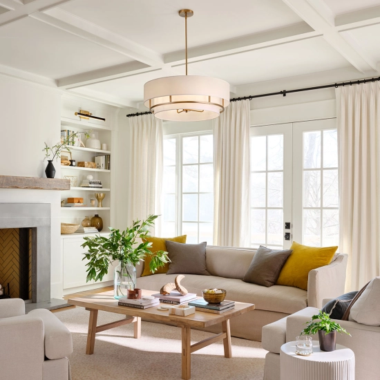 Lampa wisząca Graham – 4 źródła światła – Lakierowany mosiądz HK-GRAHAM-L-LCB Elstead Lighting