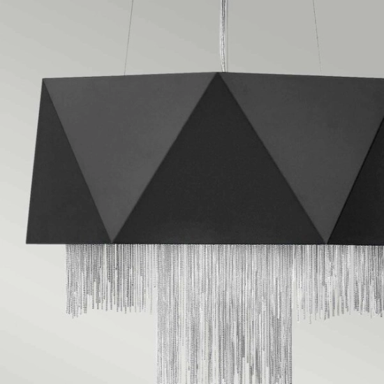Lampa wisząca Zuma – 6 źródeł światła – Satynowa czerń / Srebrny HK-ZUMA6-SBS Elstead Lighting