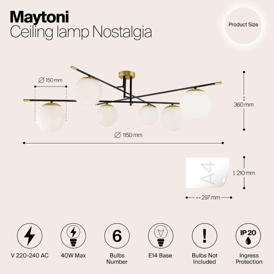 Lampa sufitowa Ceiling Lamp Nostalgia MOD048CL-06G Maytoni - zdjęcie dodatkowe 8