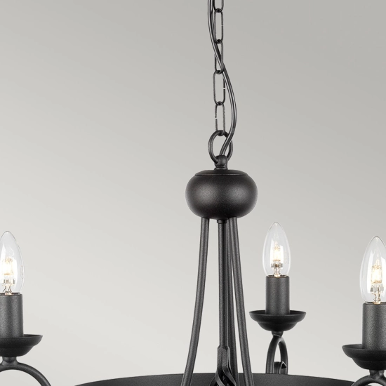 Żyrandol Harlech – 3 źródła światła – Czarny HR3A-BLACK Elstead Lighting