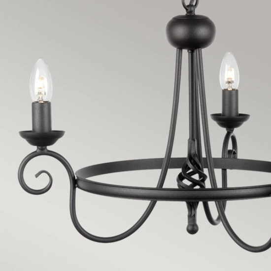 Żyrandol Harlech – 3 źródła światła – Czarny HR3A-BLACK Elstead Lighting
