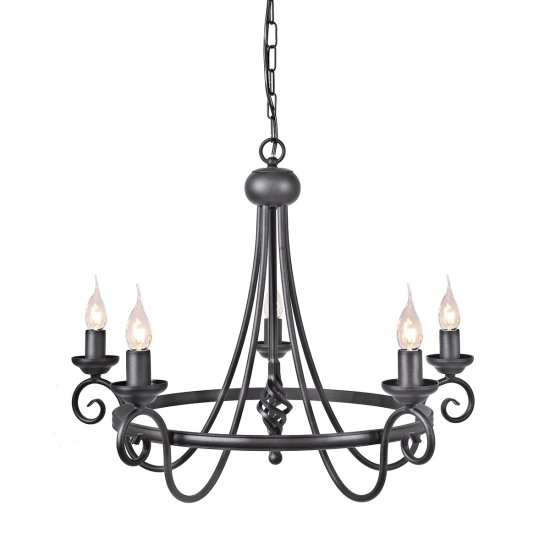 kinkiecik.pl Żyrandol Harlech – 5 źródeł światła – Czarny HR5-BLACK Elstead Lighting
