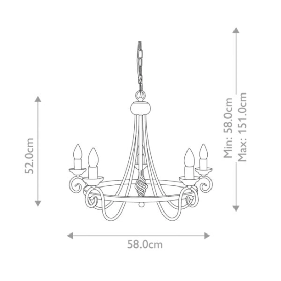 Żyrandol Harlech – 5 źródeł światła – Czarny HR5-BLACK Elstead Lighting