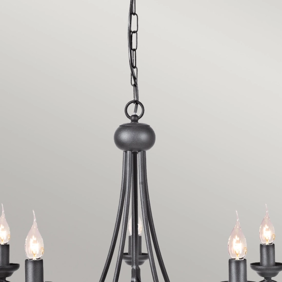 Żyrandol Harlech – 5 źródeł światła – Czarny HR5-BLACK Elstead Lighting