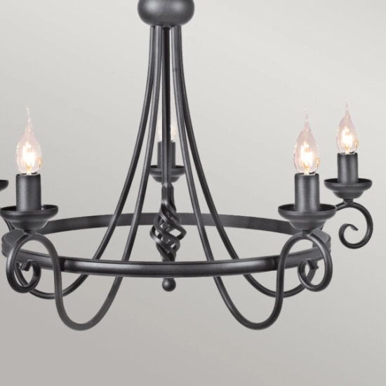 Żyrandol Harlech – 5 źródeł światła – Czarny HR5-BLACK Elstead Lighting