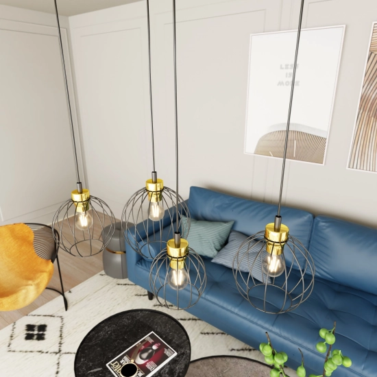 Lampa wisząca NANDO 4 BL GOLD 1368/4 EMIBIG Lighting