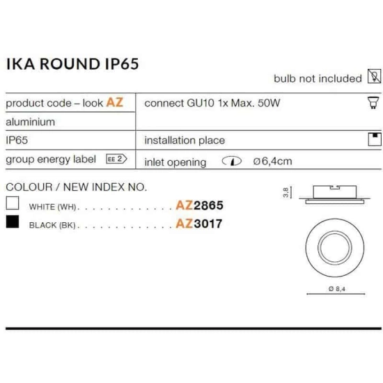Oczko stropowe Ika R IP65 (white) AZ2865 AZZARDO