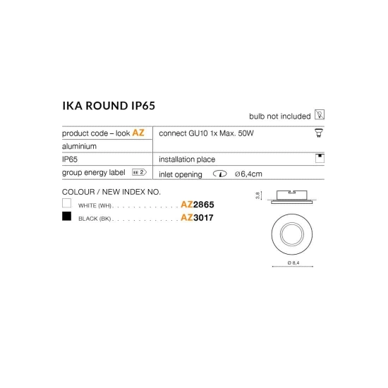Oprawa stropowa IKA ROUND IP65 AZ4232 AZZARDO