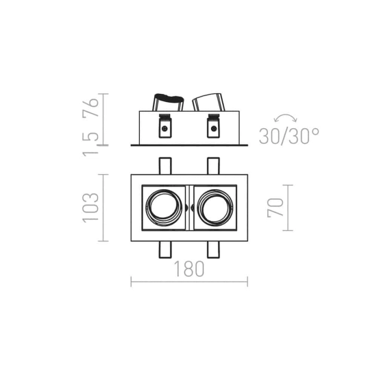 kinkiecik.pl BONDY II wpuszczana biała 230V LED 2x7W 24° 3000K R12857 Rendl light studio