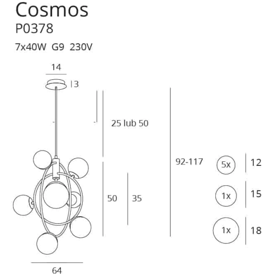 COSMOS P0378 LAMPA WISZĄCA MaxLight - zdjęcie dodatkowe 1