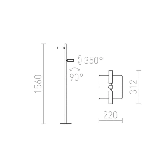 kinkiecik.pl FADO podłogowa czarna 230V LED 2x3W 45° 3000K R12475 Rendl light studio