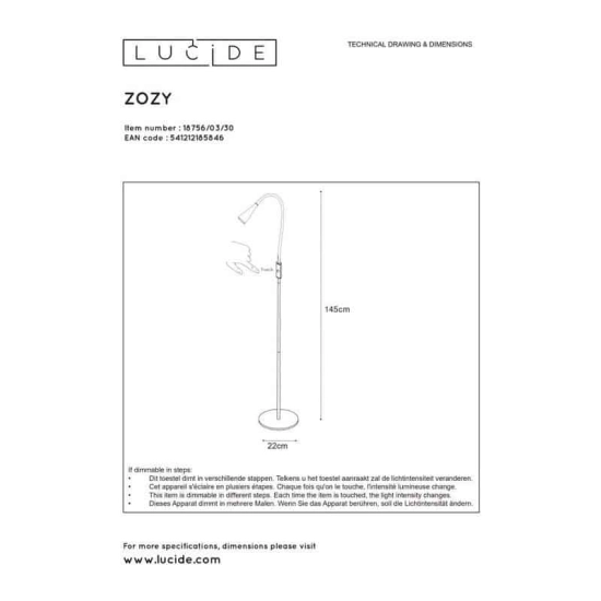 Lampa podłogowa ZOZY 18756/03/30 Lucide - zdjęcie dodatkowe 3