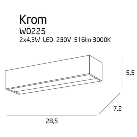 kinkiecik Krom kinkiet led mały W0225 MaxLight 