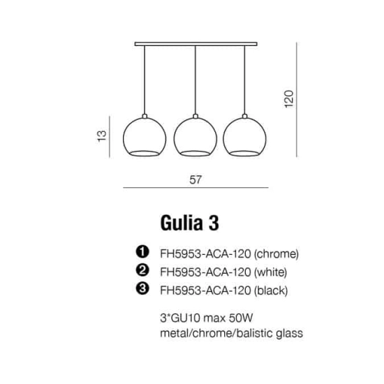 Lampa wisząca Gulia 3 AZ0637 Chrom AZZARDO