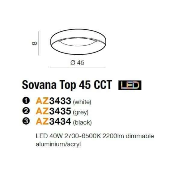 Plafon Sovana Top 45 CCT + Remote Control (black) AZ3434 z pilotem AZZARDO