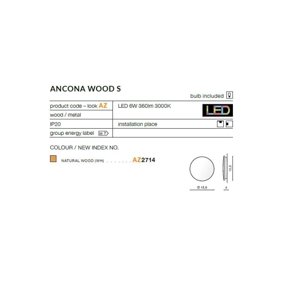 Kinkiet Ancona Wood S AZ2714 AZZARDO