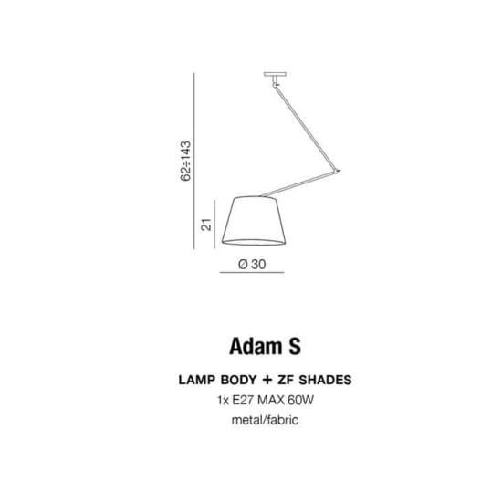 Lampa wisząca ADAM S PENDANT black AZ1841+AZ2586 śr.30cm AZZARDO