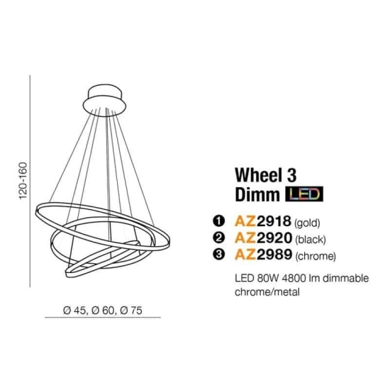 Lampa wisząca WHEEL 3 DIMM AZ2920 AZZARDO