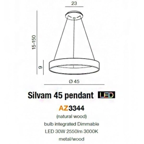 Lampa wisząca SILVAM 45 PENDANT AZ3344 LED 30W 3000K AZZARDO