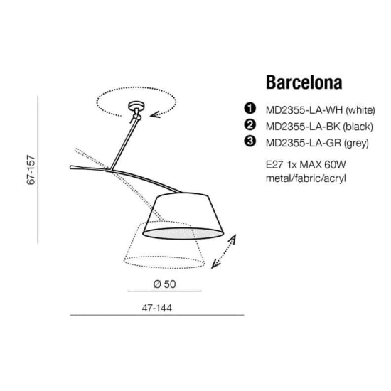 Lampa wisząca BARCELONA BLACK AZ2288+AZ2590 AZZARDO