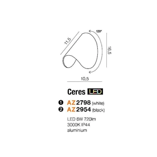 Kinkiet Ceres (white) AZ2798 AZZARDO LED 6W 3000K IP44