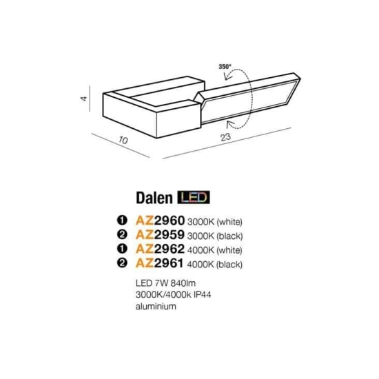 Kinkiet DALEN AZ2961 1x7W/LED 4000K AZZARDO IP44