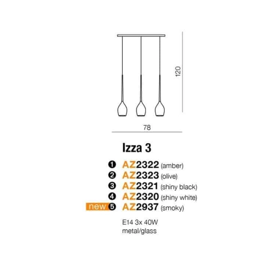 Lampa wisząca IZZA 3 SHINY BLACK AZ2321 AZZARDO