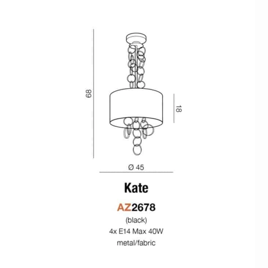Lampa wisząca Kate (black) AZ2678 AZZARDO