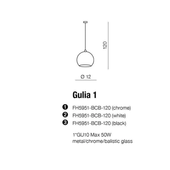 Lampa wisząca Gulia 1 AZ0641 Chrome AZZARDO