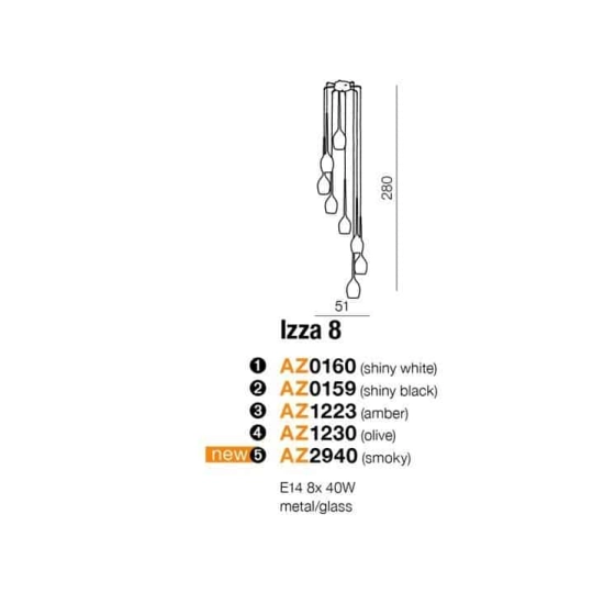 Lampa wisząca IZZA black 8 AZ0159 AZZARDO
